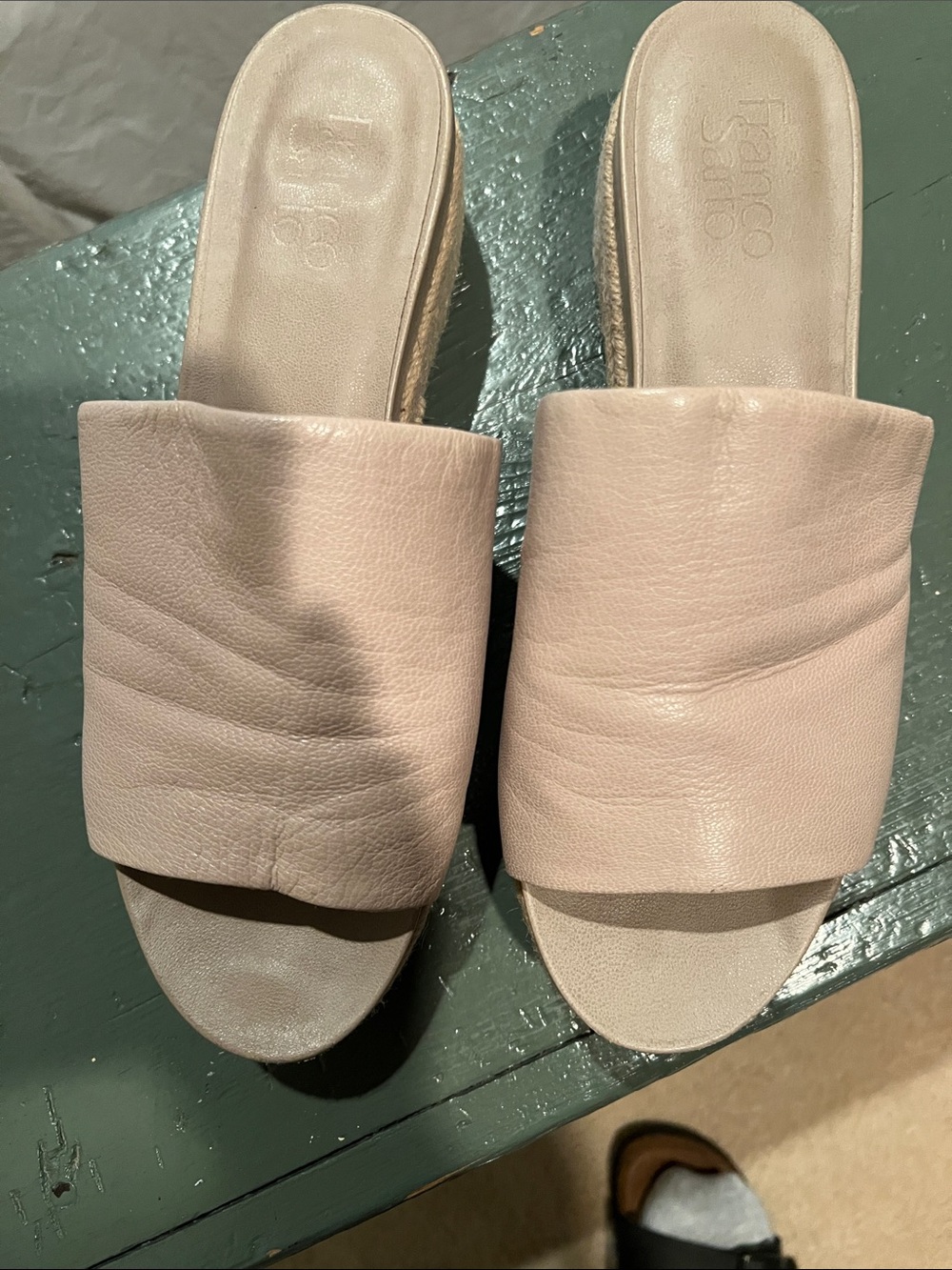 Franco Sarto cream colored Leather Slide Mules